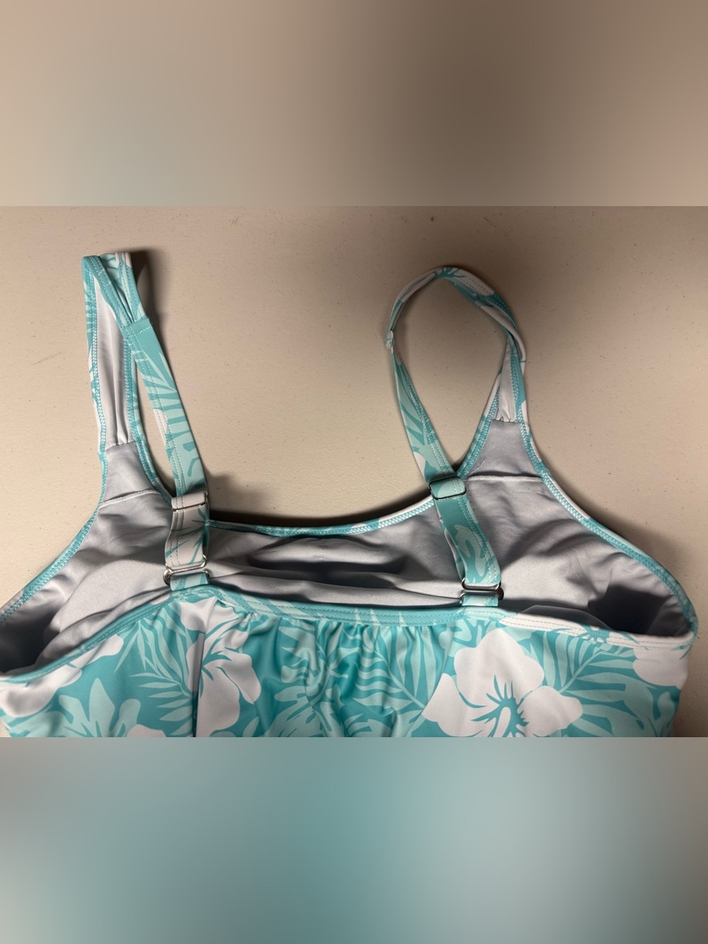 Aqua Floral Tankini Set - Turquoise & White - Picture 5 of 9